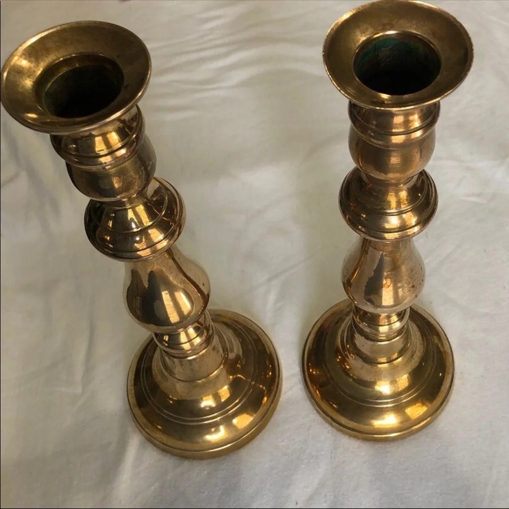 2 Brass Candlestick Holders